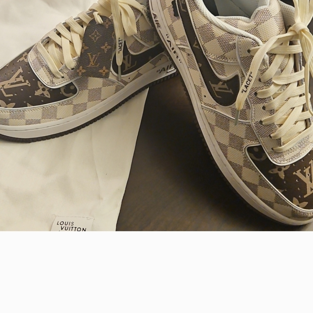 Nike Air Force Ones  Cream and Brown With Box